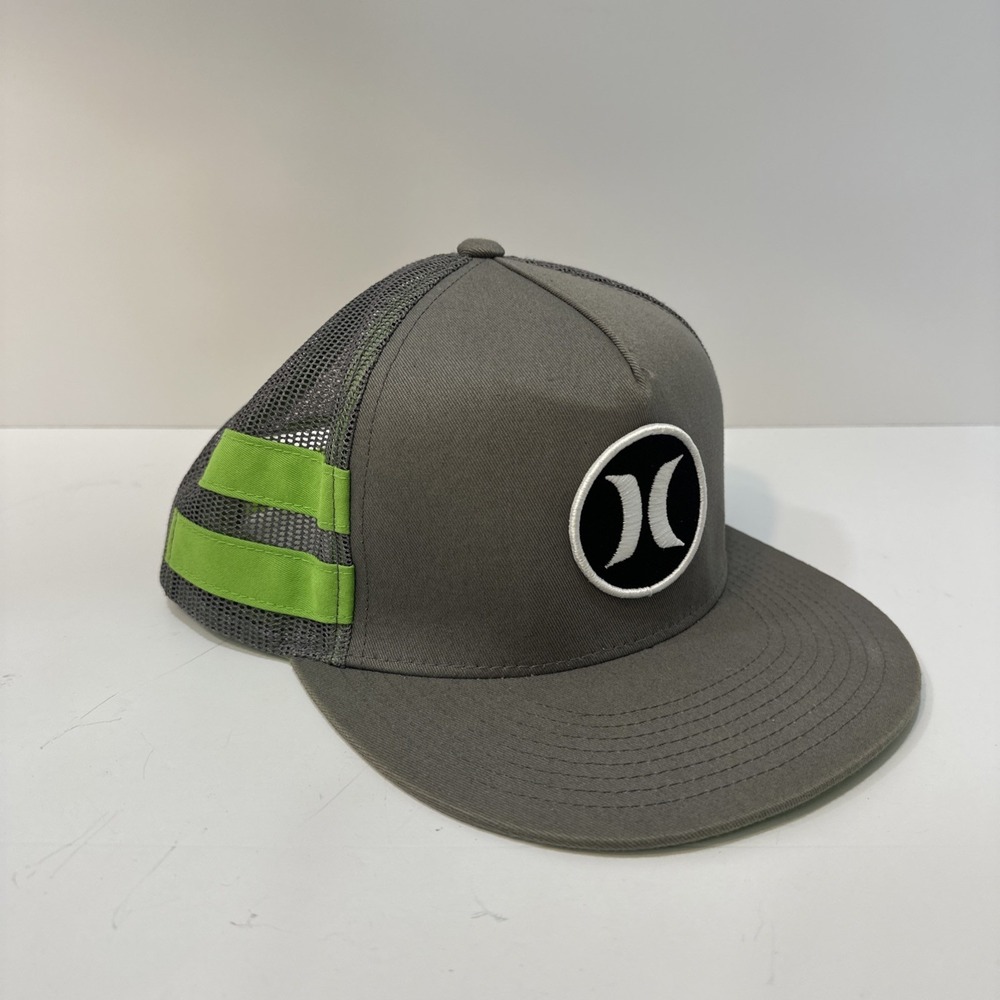 Hurley  Yupoong The Classics Flat Bill Snapback Trucker Hat Cap Gray Green